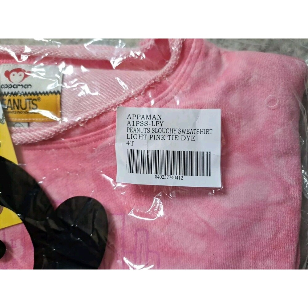 Appaman X Peanuts Kids Girl's Pink Long Sleeve Slouchy Graphic Sweatshirt Sz 4T - Picture 6 of 6